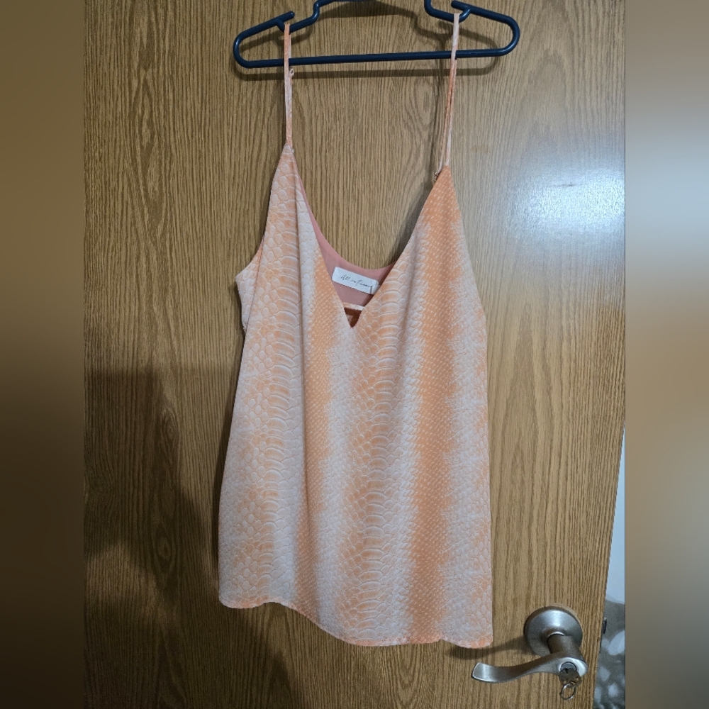 Peach and White Sleeveless Top